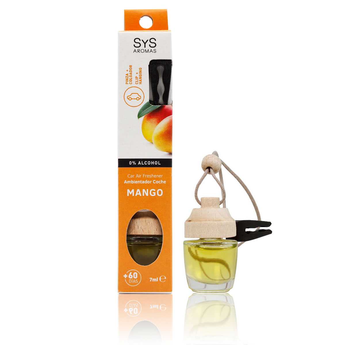 Ambientador Coche Mango con Pinza SYS Aromas 7 ml | Aroma Tropical y Afrutado | Jugoso y Vibrante_0