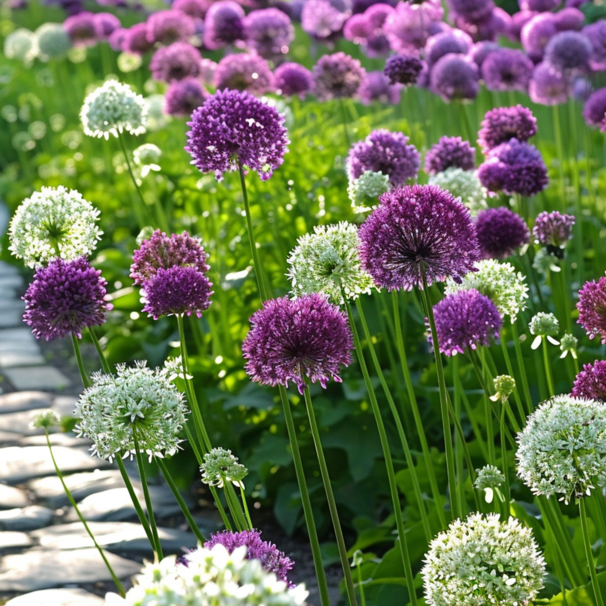 Bulbos De Allium - 15 Pzs - Allium 'purple 'white' - Bulbos De Flores