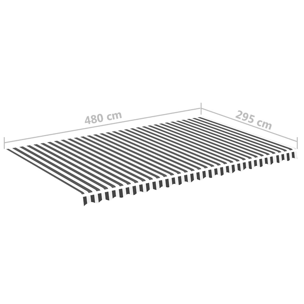 Tela De Repuesto Para Toldo Gris Antracita Y Blanco 5x3 M Poliéster_5