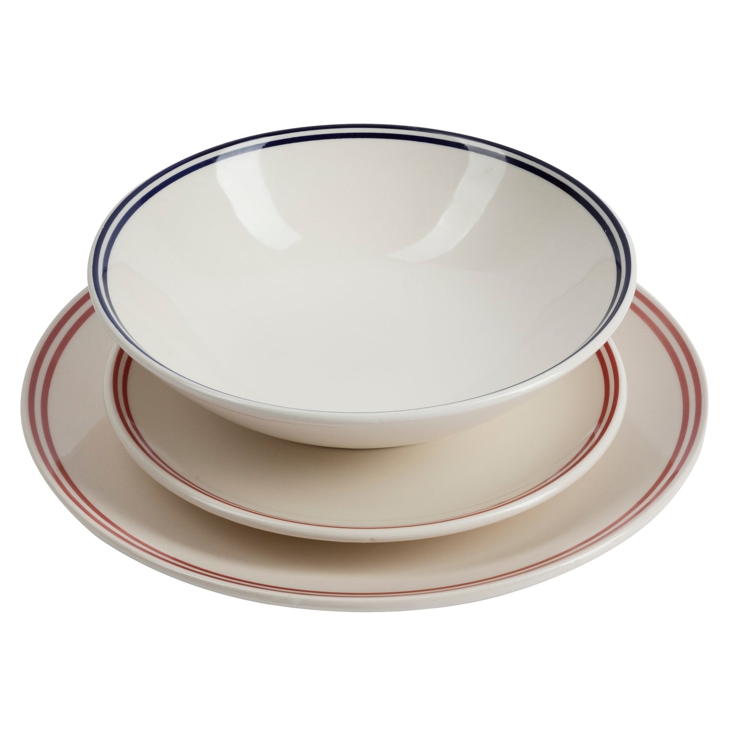 Set 12pzs Vajilla (p.llano Ø27cm + P.hondo Ø20cm + P.postre Ø19cm) A Rayas El Ganso