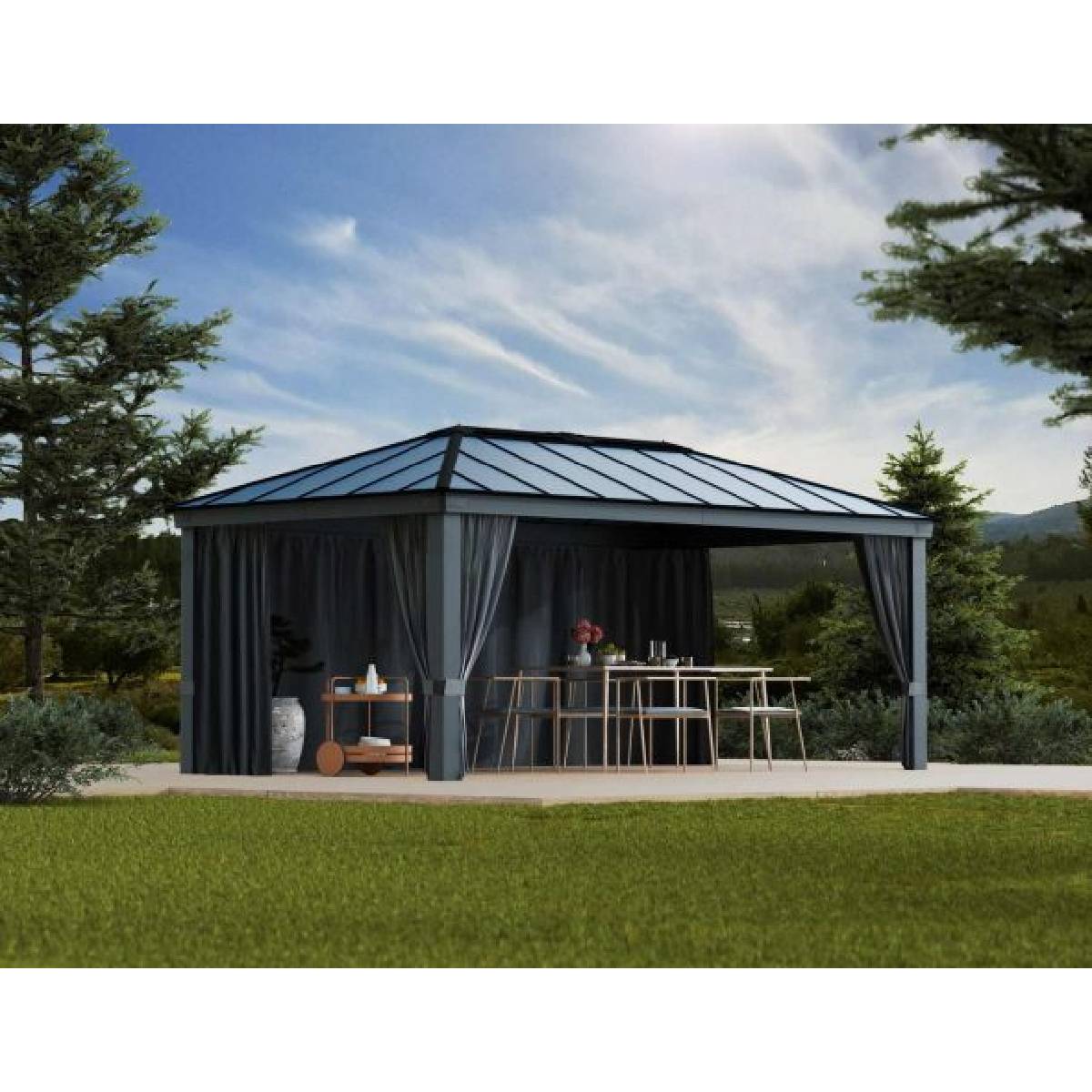 Set cortinas para gazebo cenador Dallas 422x607 Canopia