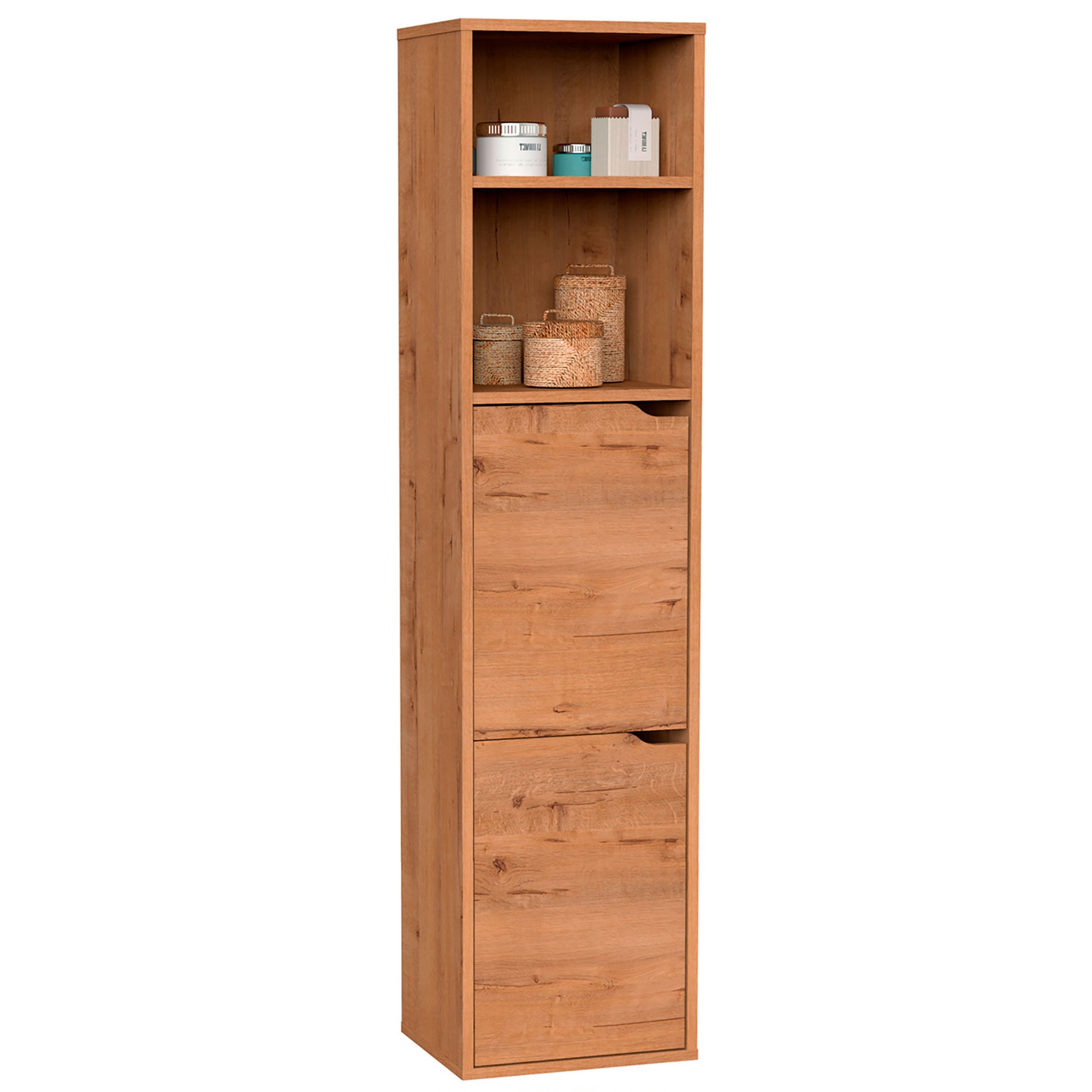Columna De Baño, Mueble Auxiliar, Armario Alto Estilo Moderno 150x36,5x30 Cm Espacio Almacenaje, Briebe, Aura, Madera