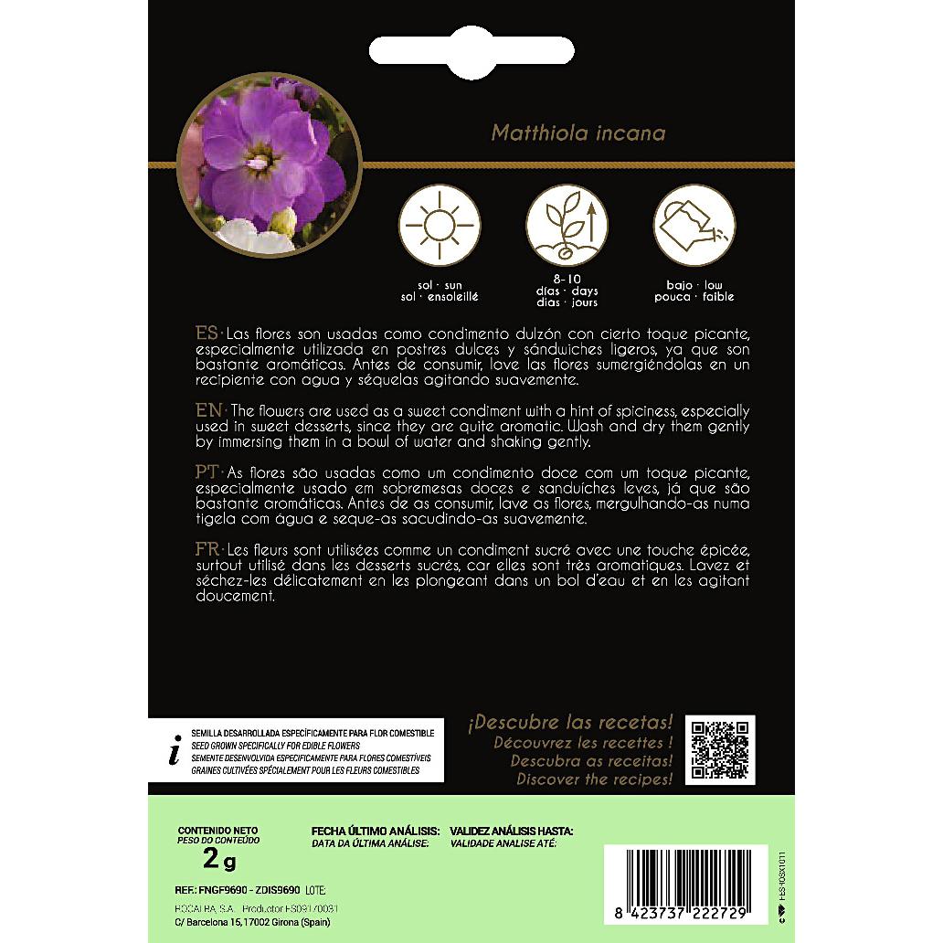 Semillas de flores comestibles de Alhelí Rocalba