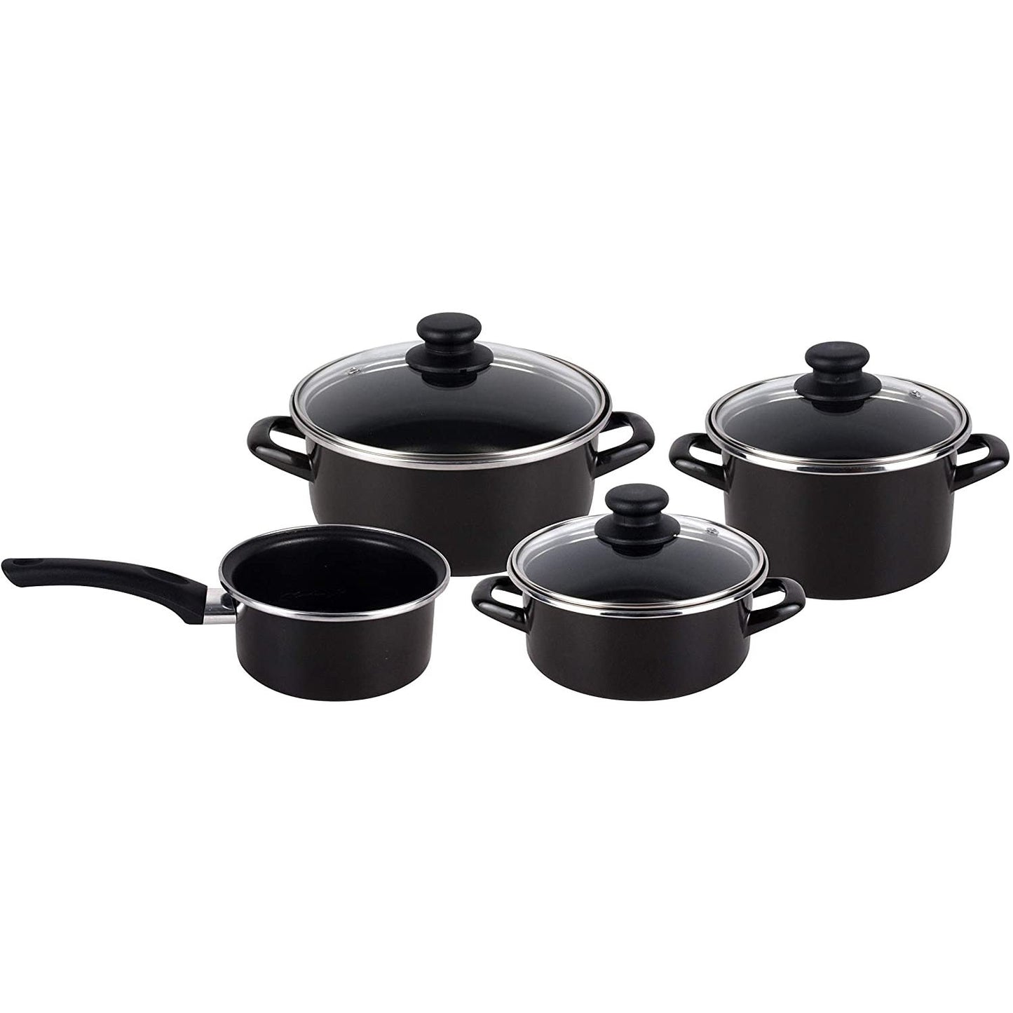 Magefesa Kenia Negra - Batería De Cocina 7 Piezas, Acero Vitrificado