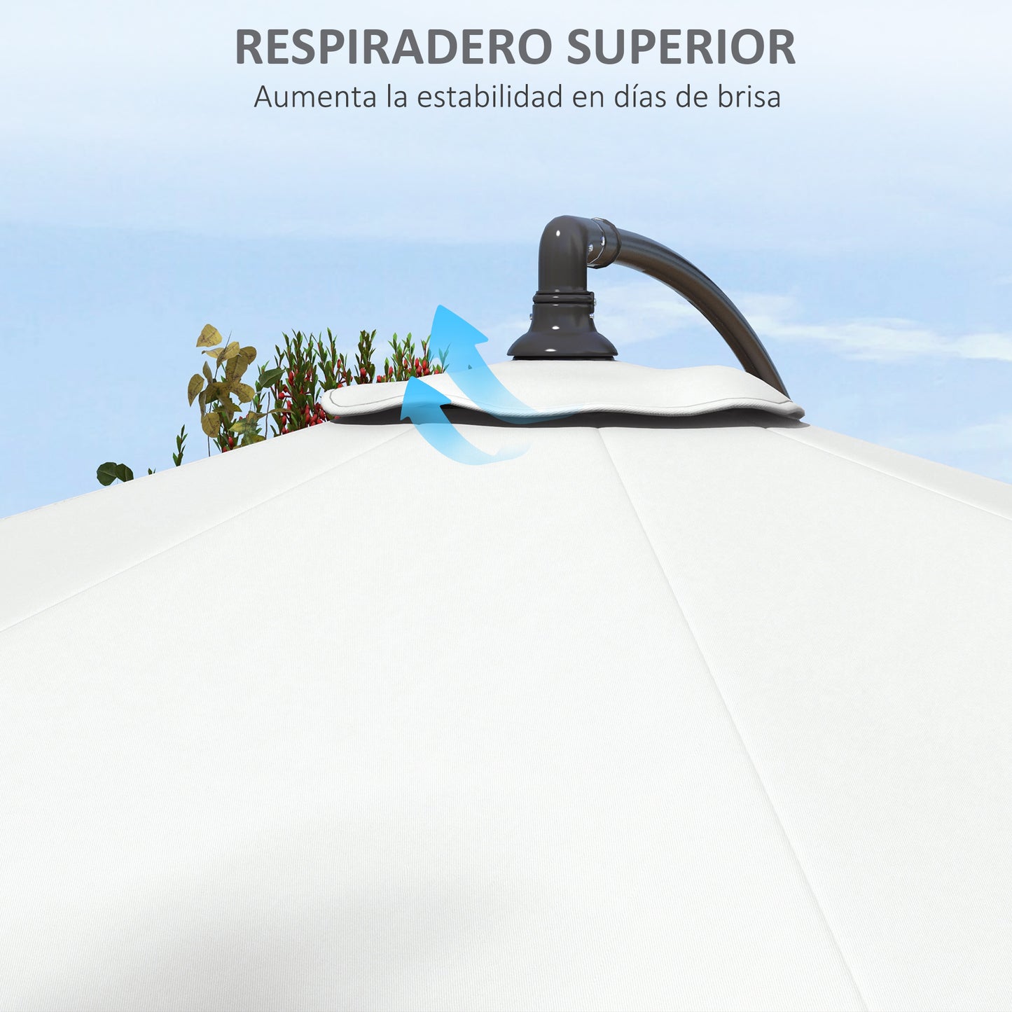 Outsunny Toldo De Recambio De Sombrilla De 3 M Con Ventilación Superior Blanco_5