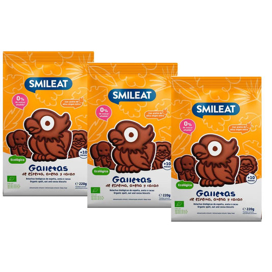 Pack 3 x Galleta espelta, avena y cacao ECO 220 g Smileat