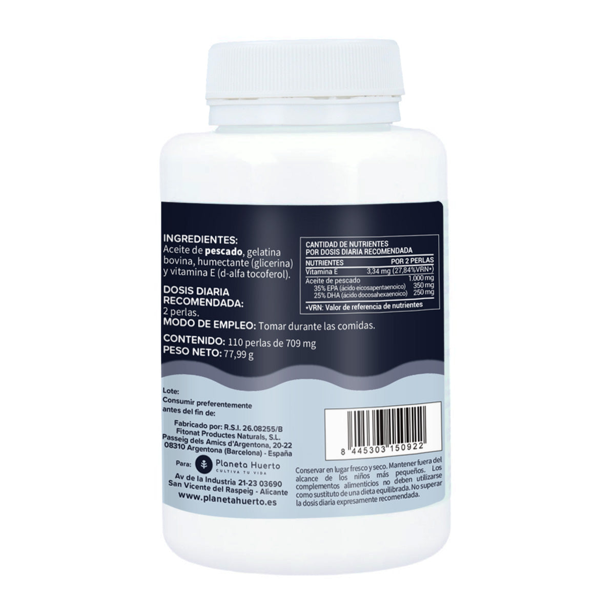 Omega 3 EPA 35% DHA 25% Planeta Huerto 110 Perlas
