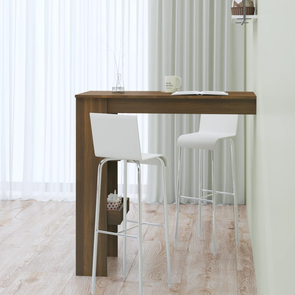 Mesa De Bar De Pared Contrachapada Roble Marrón 102x45x103,5cm_4