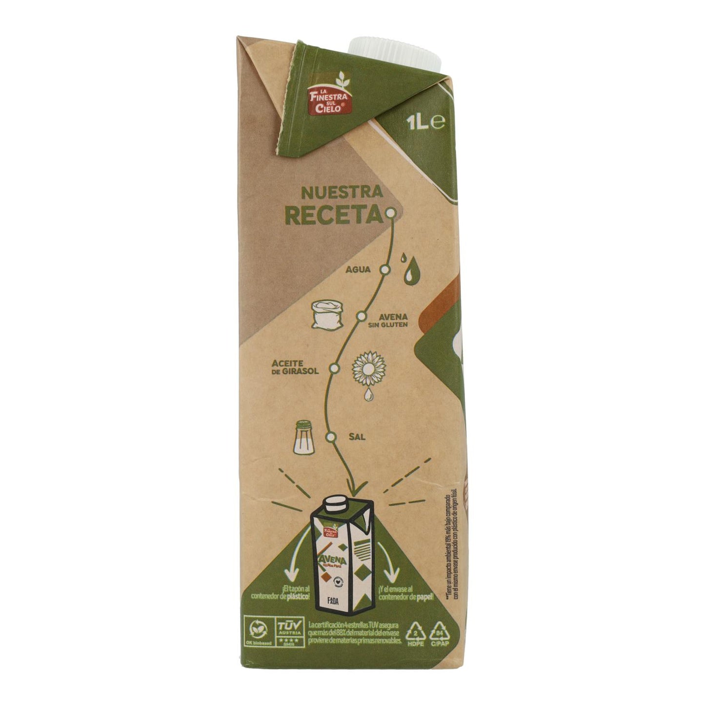 Bebida de Avena sin Gluten Bio La  Finestra Sul Cielo 1 L