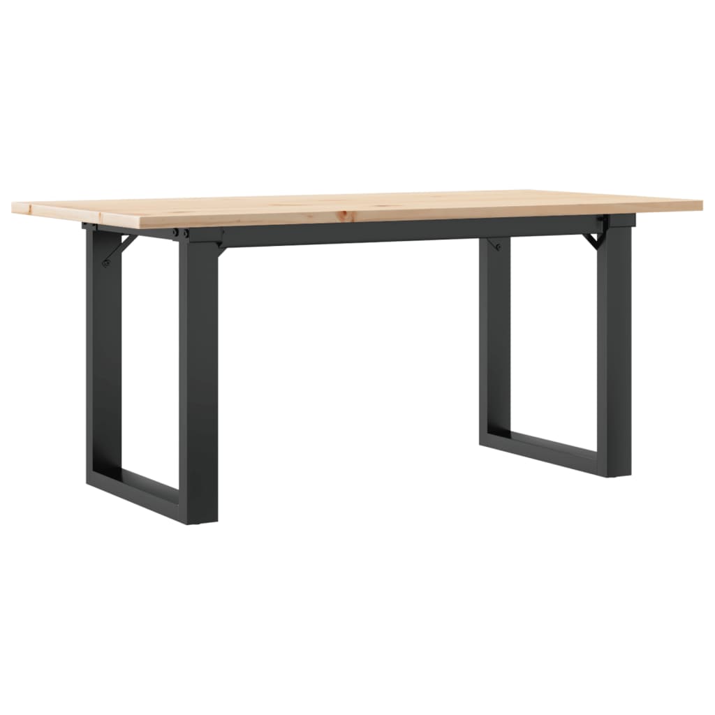 Mesa De Centro Marco O Madera Maciza Pino Y Acero 90x40x35 Cm_4