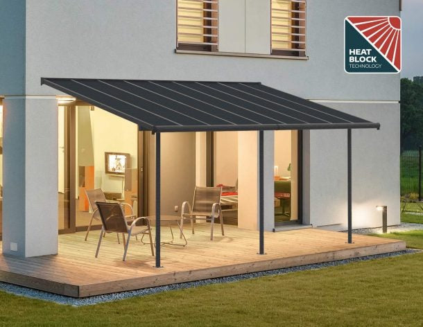 Pérgola adosada Capri 299x555 cm gris Canopia by Palram