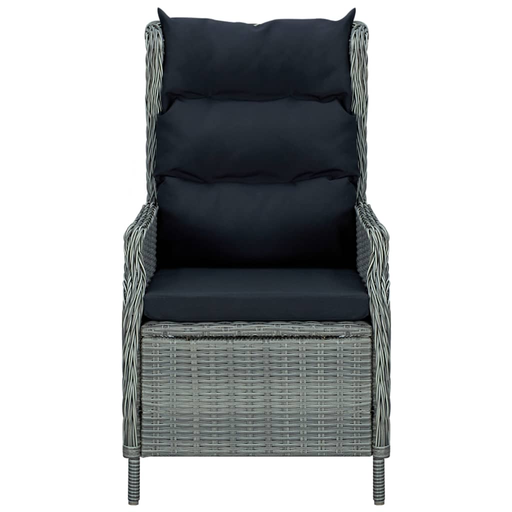 Vidaxl Sillón Reclinable De Jardín Con Reposapiés Ratán Pe Gris Claro_5