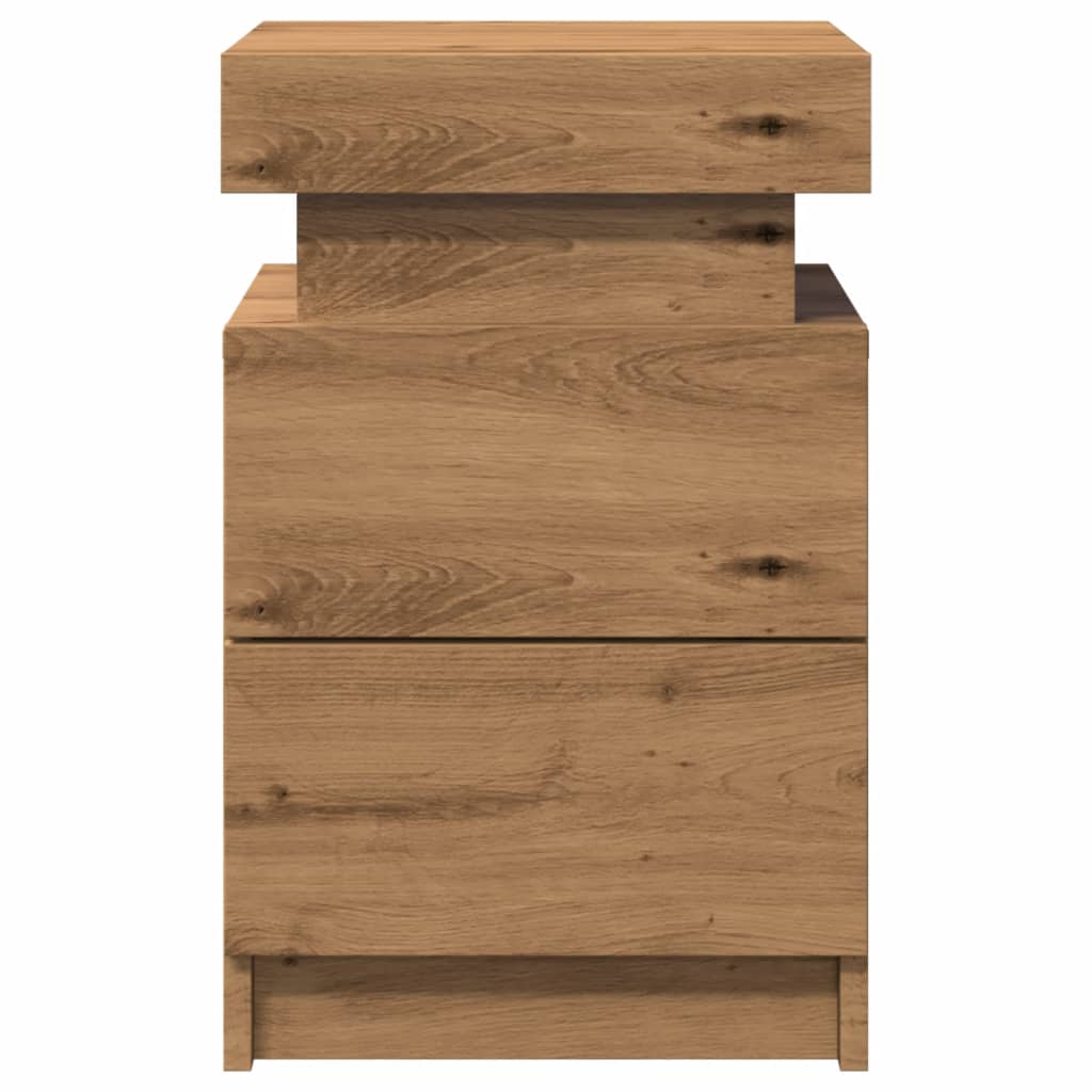 Mesitas Noche Con Led 2 Uds Madera Marrón Roble 35x39x55 Cm_4