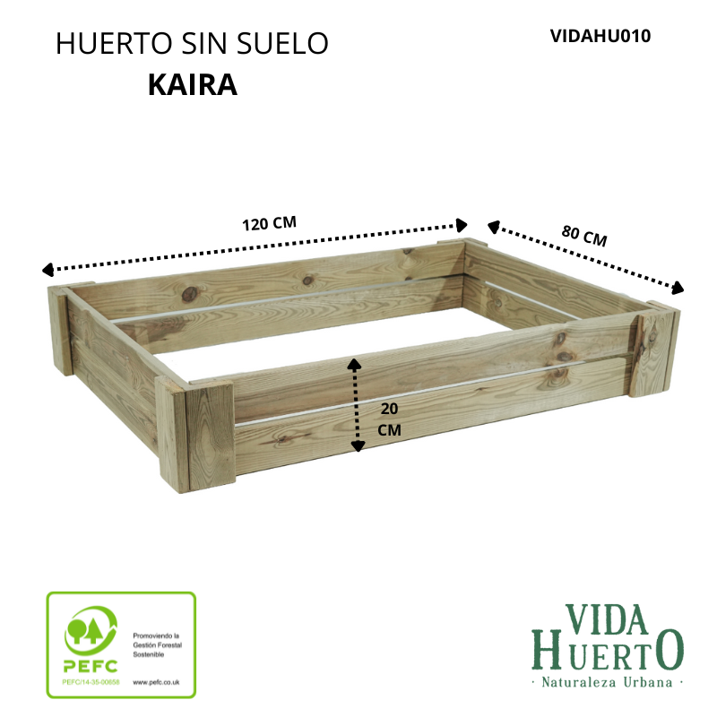 Cajón De Cultivo Kaira. Altura De 20 Cm. Sin Base. Vidahuerto 120x80x20 Cm._4