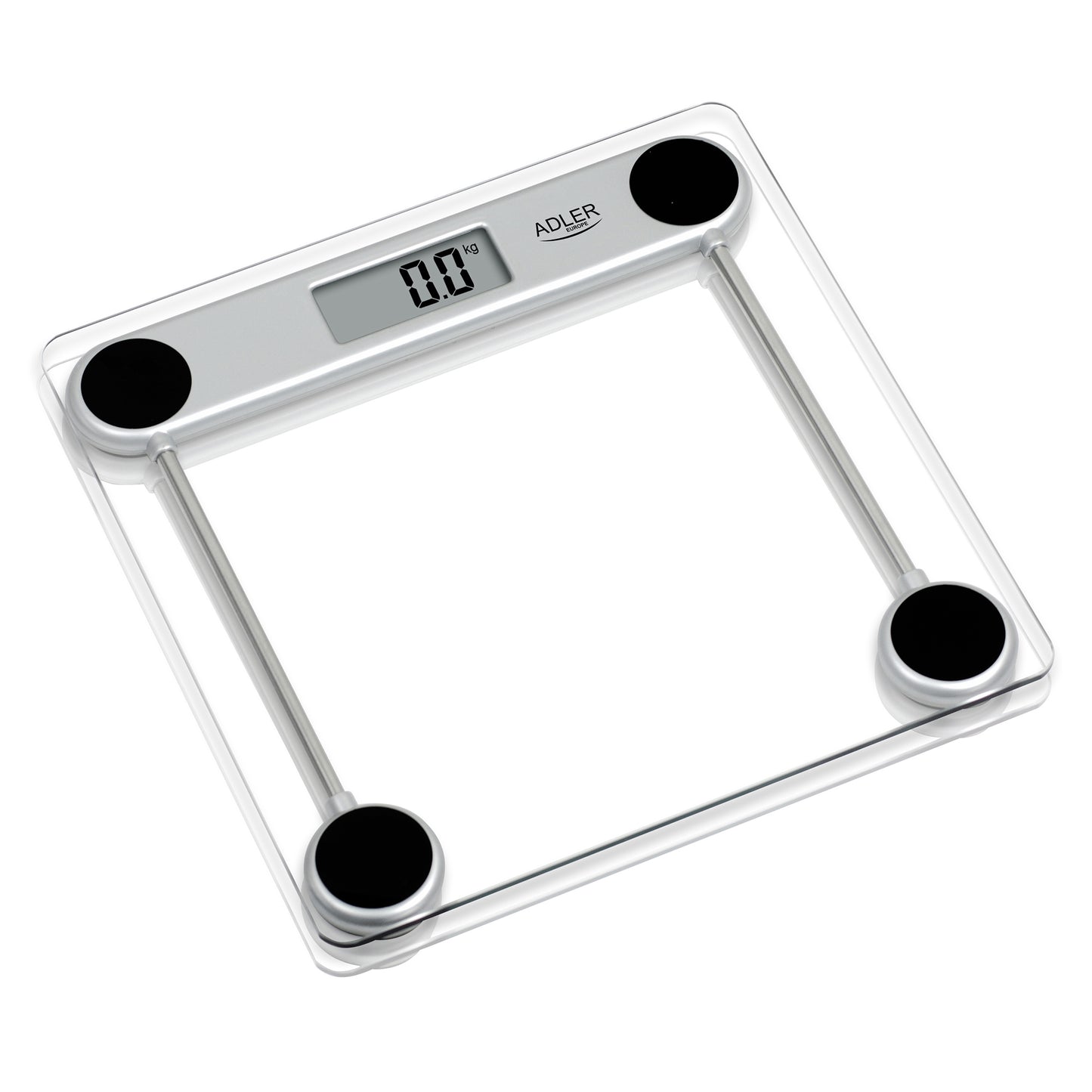 Báscula De Baño Digital Cristal Templado, Alta Medición 150 Kg 100 G, Apagado Automático, Fácil Adler Ad 8121 Transparente