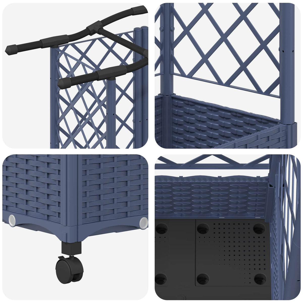 Cama Elevada Con Trellis Y Techo Gris 163 X 40 X 129 Cm Pp_5