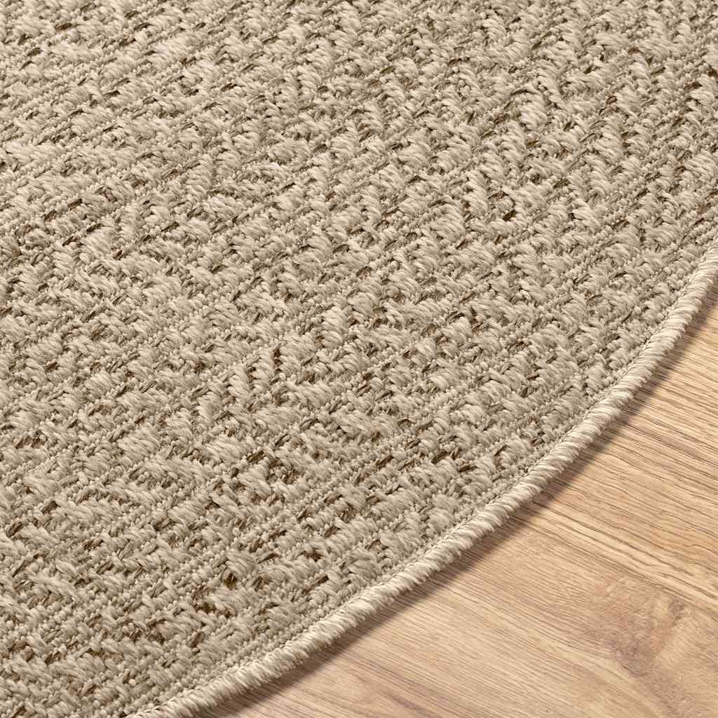Vidaxl Alfombra Zizur Apariencia Yute Interior Exterior Beige Ø 160 Cm_4