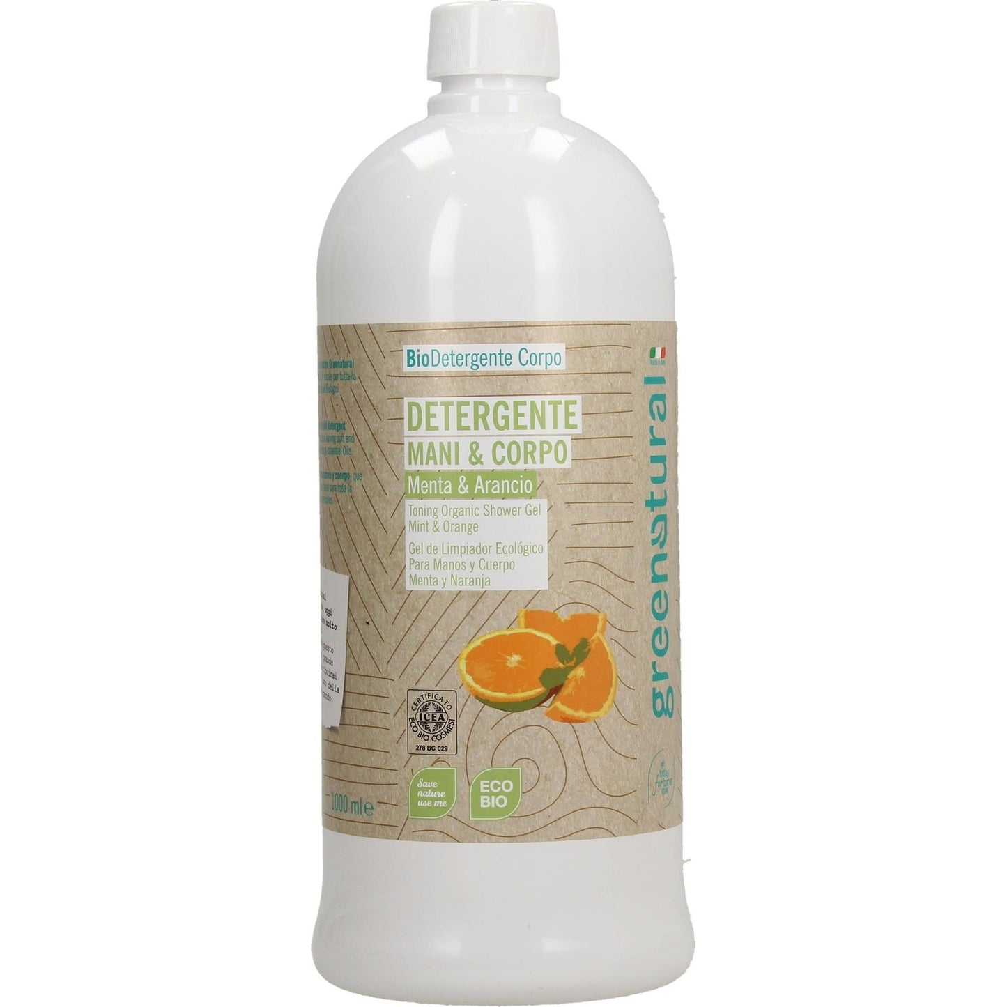 Jabón liquido manos y cuerpo menta y naranja Greenatural 1L