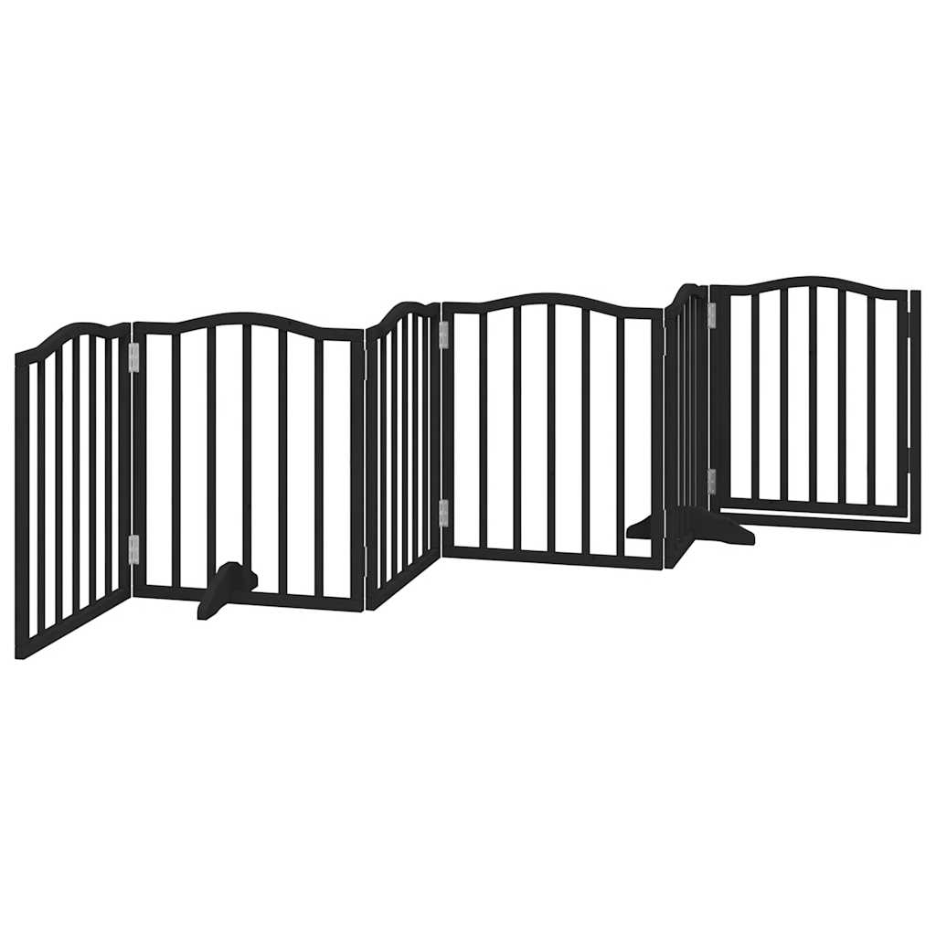 Vidaxl Puerta Para Perros Plegable 6 Paneles Madera Álamo Negra 300 Cm_5