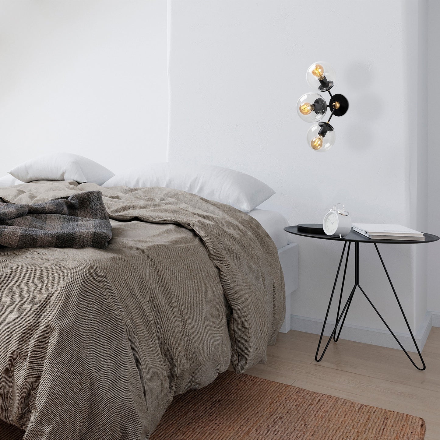 Aplique De Pared, Metal , Negro, 30x15x44, Casquillo 3 X E 27 Max 40 W_4