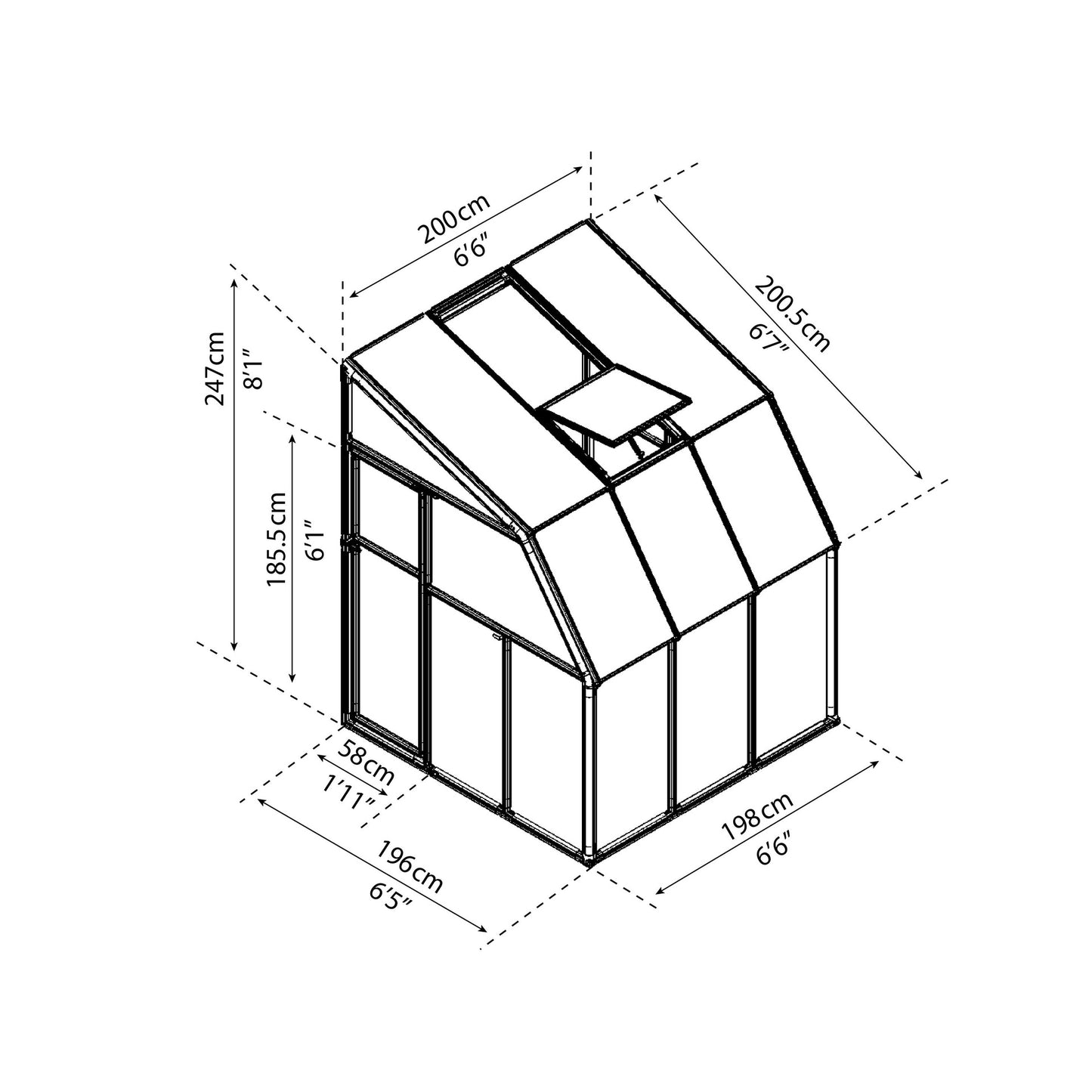 Pérgola adosada cerrada Sunroom 262x200 cm