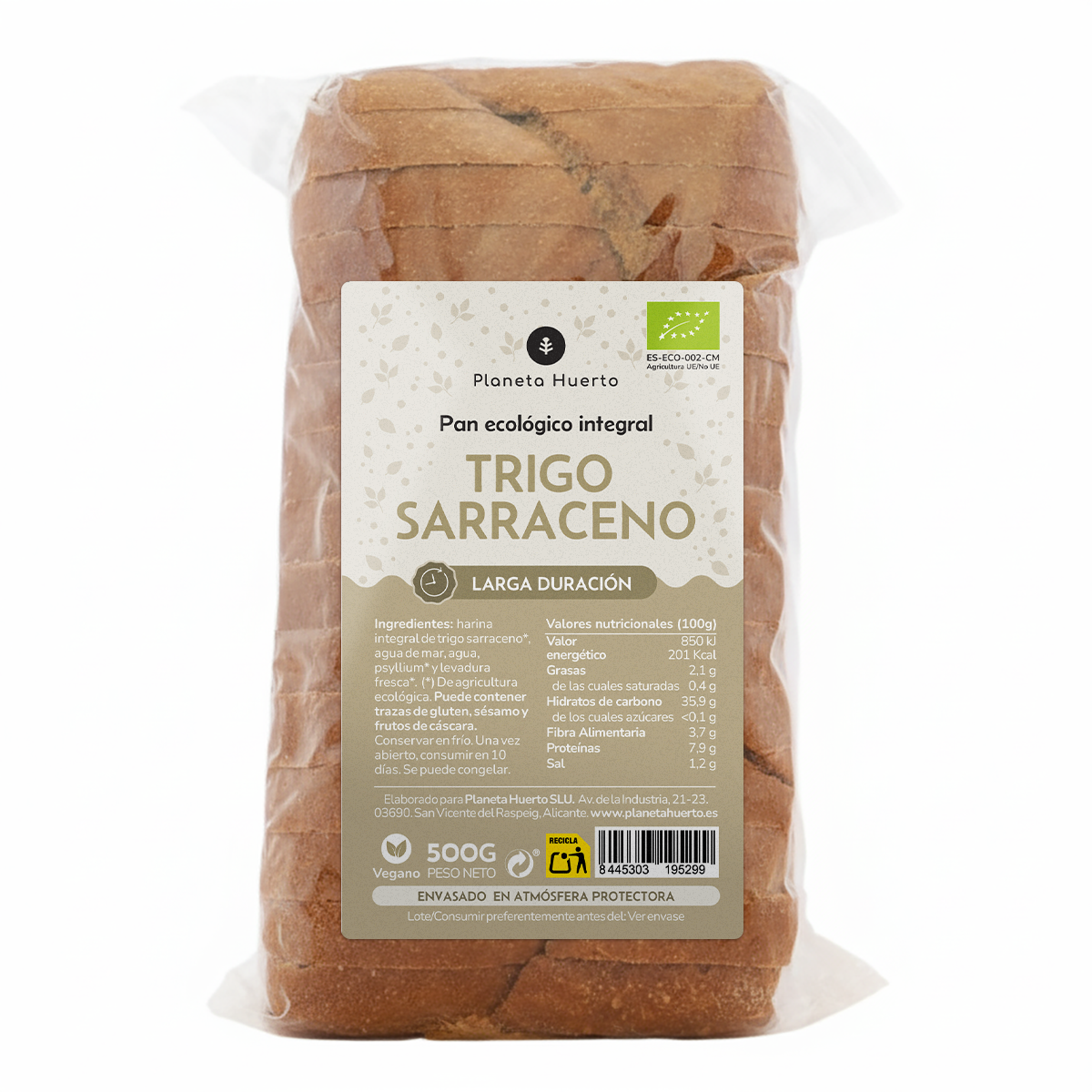 Pan integral de trigo sarraceno ECO Planeta Huerto 500 g