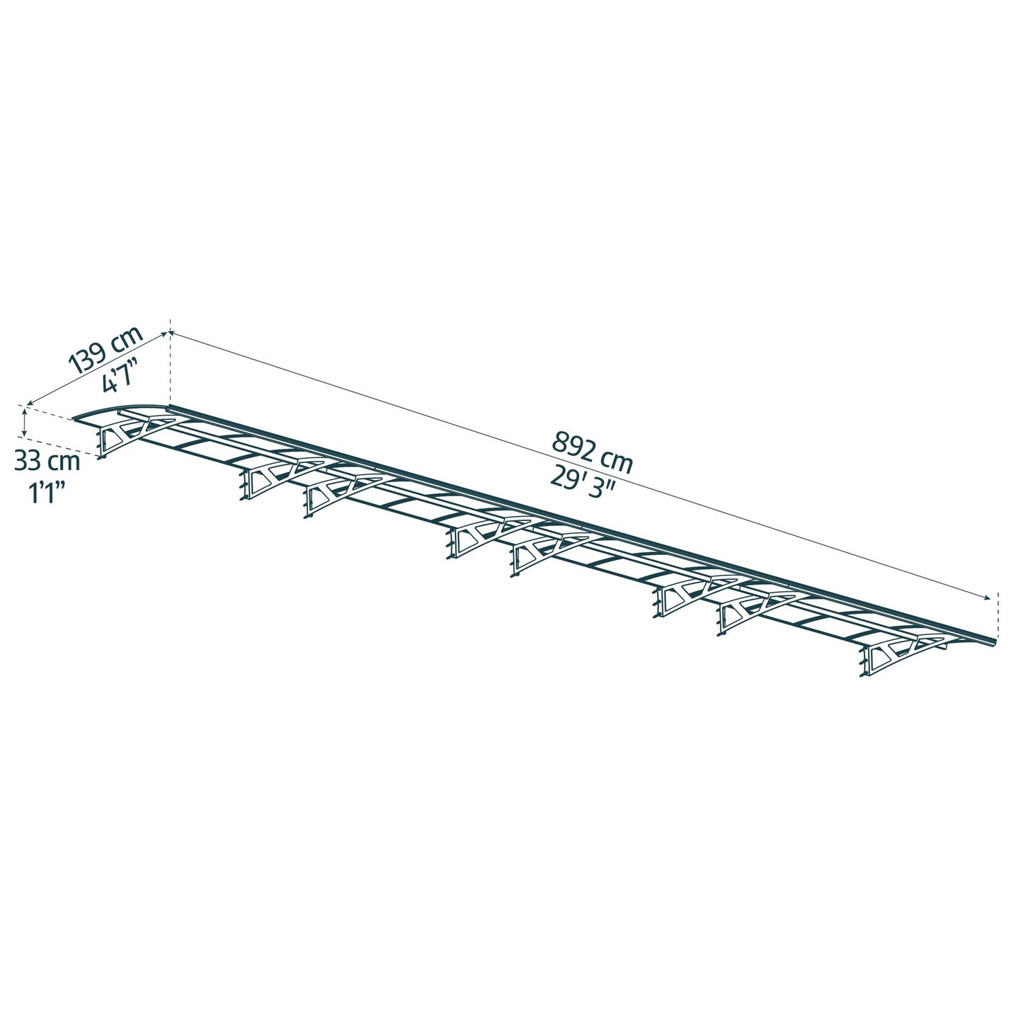 Marquesina para puerta Amsterdam 892x140 cm