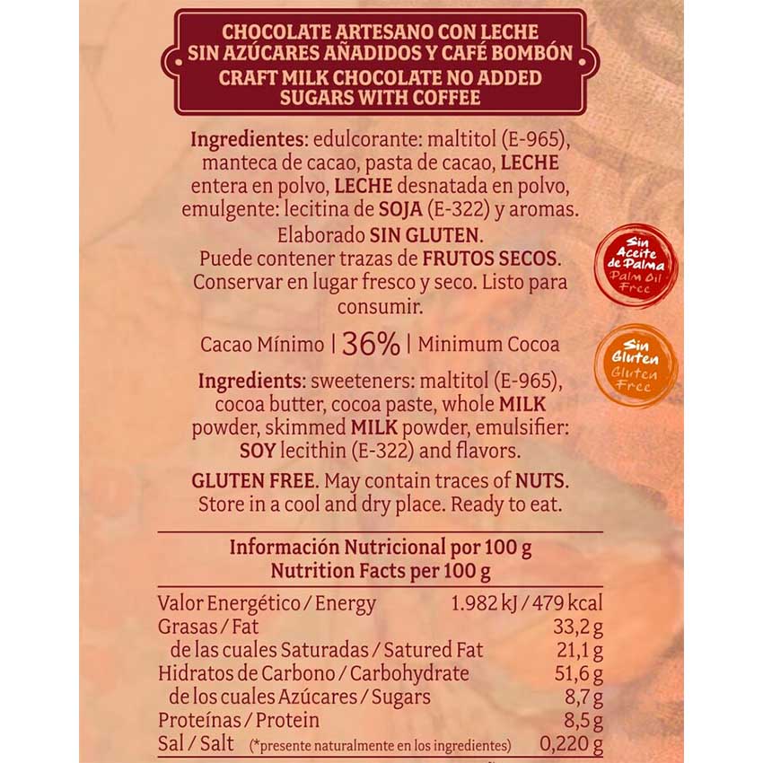Chocolate Artesano Leche S/a Y Café Bombón_1