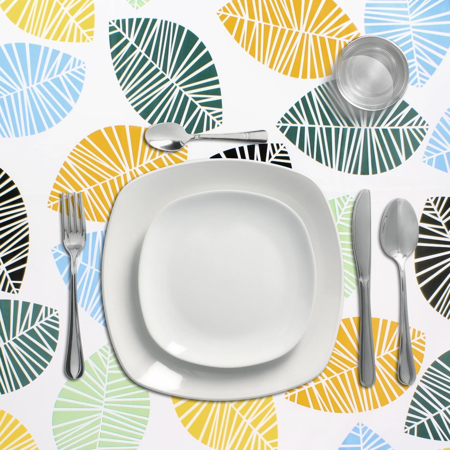 Mantel Hule Redondo Hojas Colores Impermeable Antimanchas Pvc Ø 140 Cm. Uso Interior Y Exterior