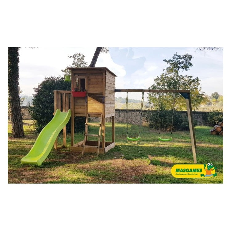 Parque Infantil Masgames Taga L Con Columpio Pared De Escalada.