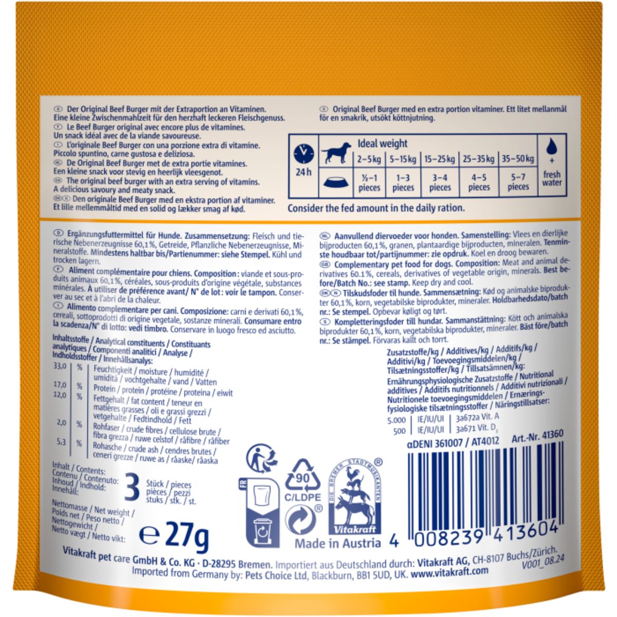 Vitakraft Beef Burguer 3 uds