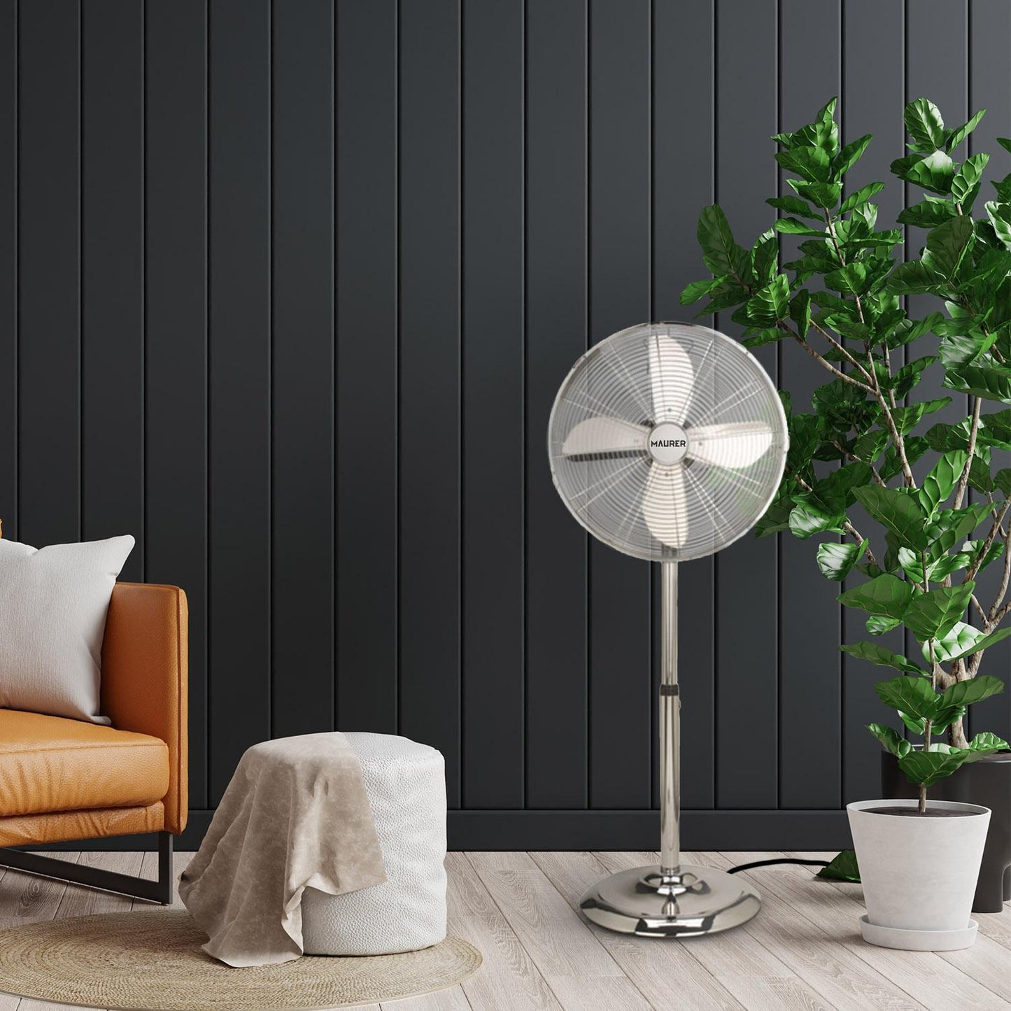 Ventilador Maurer De Pie 125 Cm. De Alto Cromo_3