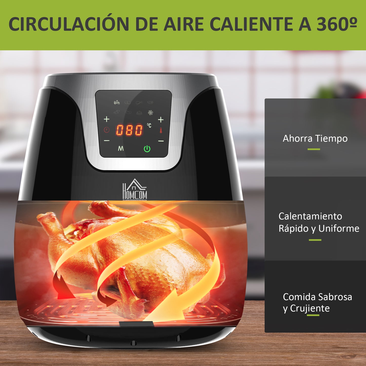 Homcom Freidora De Aire 3.5l 1500w Con Pantalla Led Y 7 Programas Homcom_5