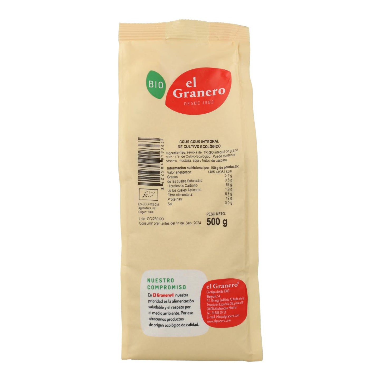 Cous Cous Integral Bio El Granero 500 g