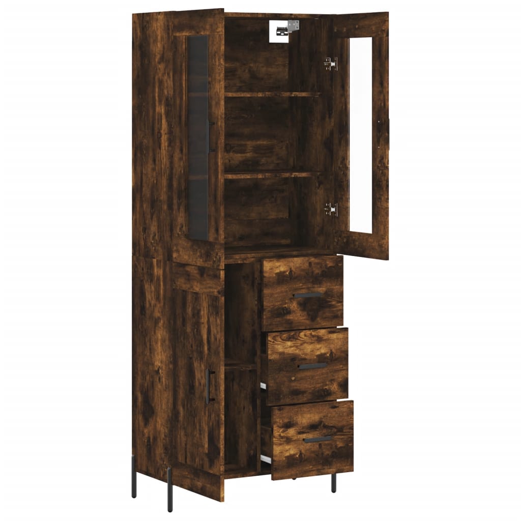 Aparador Alto Madera Contrachapada Roble Ahumado 69,5x34x180 Cm_3