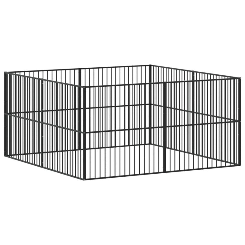 Vidaxl Corralito Para Perros Con 8 Paneles Acero Galvanizado Negro_5