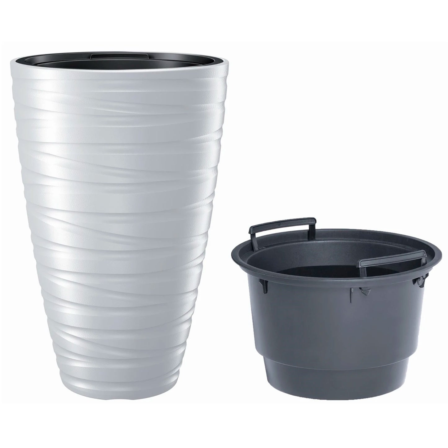 Macetero Alto Con Deposito 43l Maze De Plastico En Color Blanco 37,5 (largo) X 37,5 (ancho) X 57,9 (alto) Cm