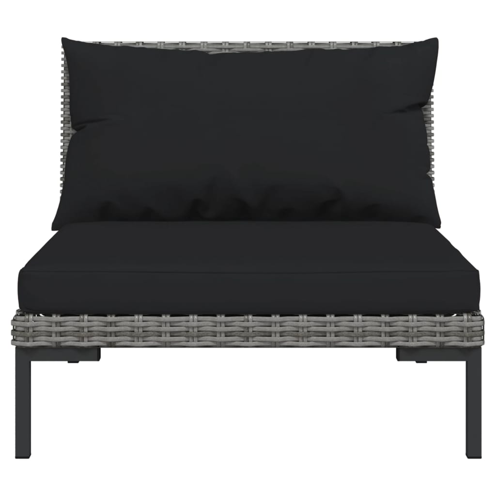 Vidaxl Muebles Jardín 3 Pzas Ratán Sintético Semicircular Gris Oscuro_5
