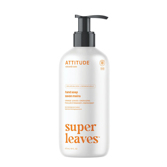 Super leaves Jabón de manos Flor de naranja y eucalipto, Attitude, 473 ml