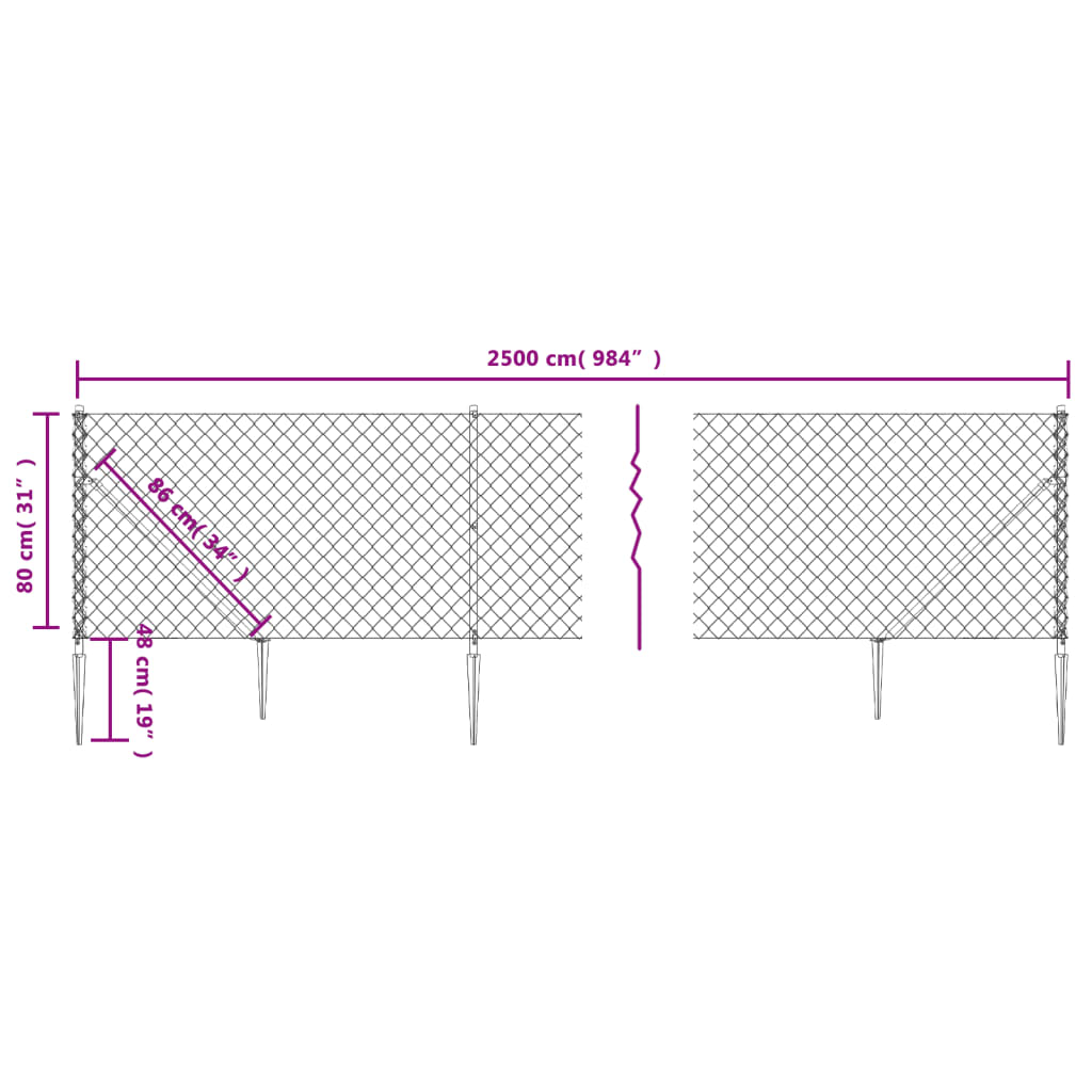 Cerca De Alambre Con Pinchos De Anclaje Verde 0,8x25 M / Vetonek_4