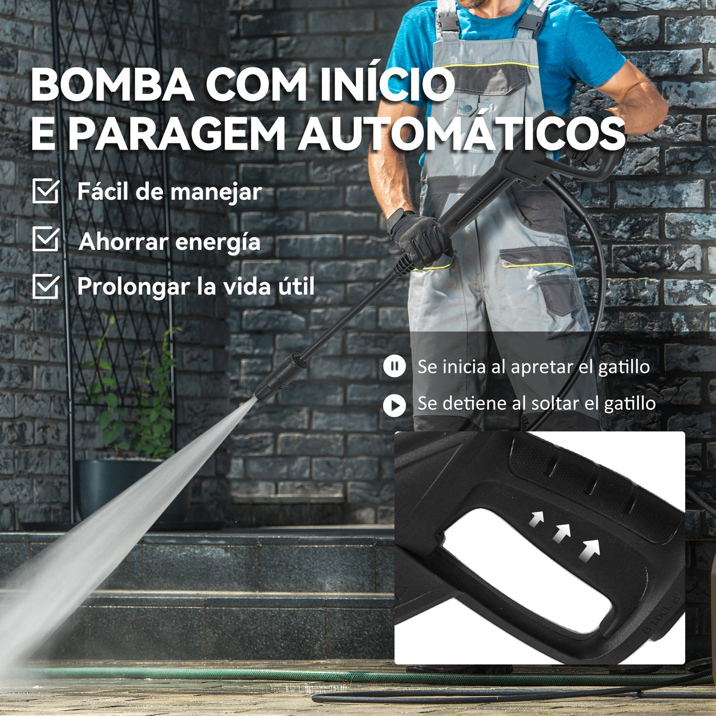 Outsunny Hidrolimpiadora De Alta Presión 2200w Caudal 420 L/h Presión 170 Bar_5