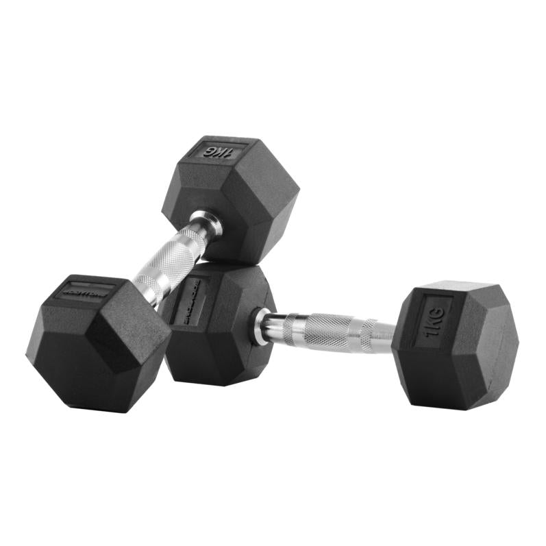 Mancuernas de goma hexagonales Bodytone (par) 2,5 kg