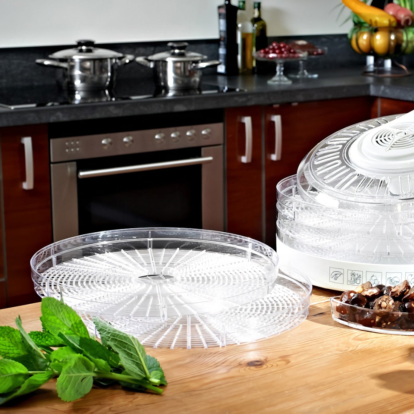 Deshidratador Alimentos, 5 Bandejas, 3 Niveles Temperatura, Seca Frutas, Verduras, Carne, Sin Bpa Mpm Msg-02 Transparente