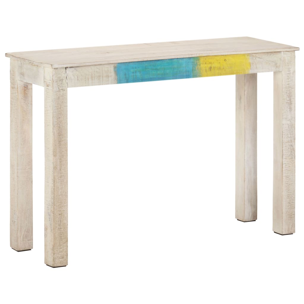 Mesa Consola De Madera De Mango Rugosa Blanca 115x35x77 Cm_4