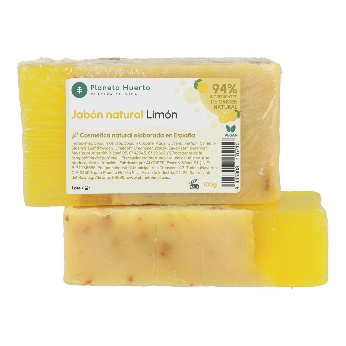Jabón natural a base de aceite de oliva y limón Planeta Huerto 100 g
