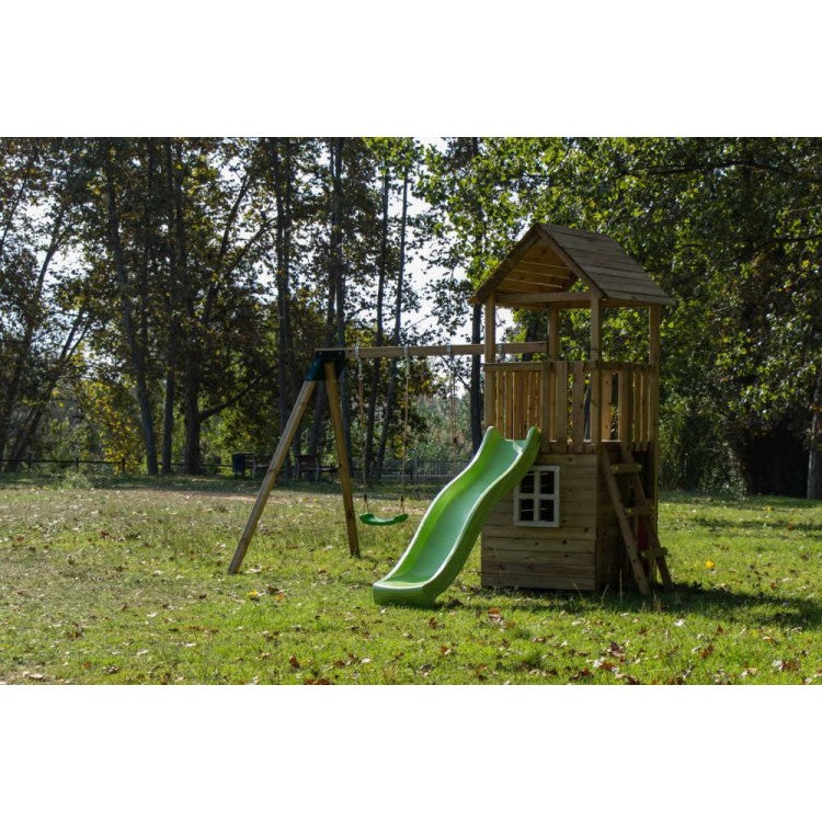 Parque Infantil Masgames Tibidabo L Techo De Madera Con Columpio Casita: Con Casita En La Base.