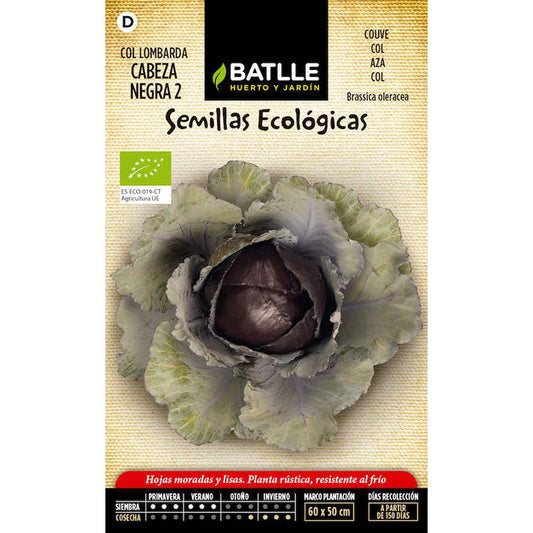 Semillas de de Col lombarda cabeza negra 2 ecológicas Batlle
