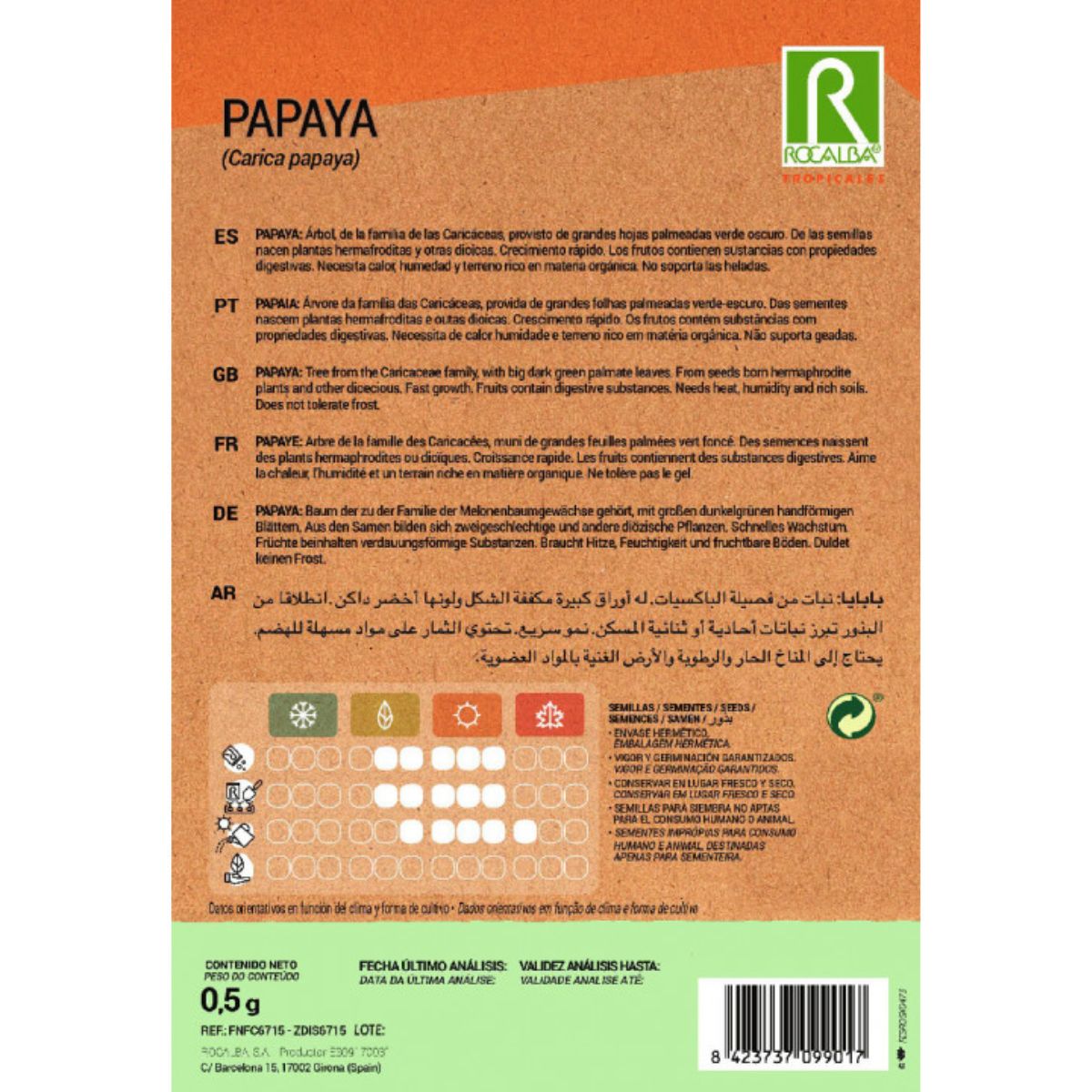 Semillas de Papaya Carica papaya