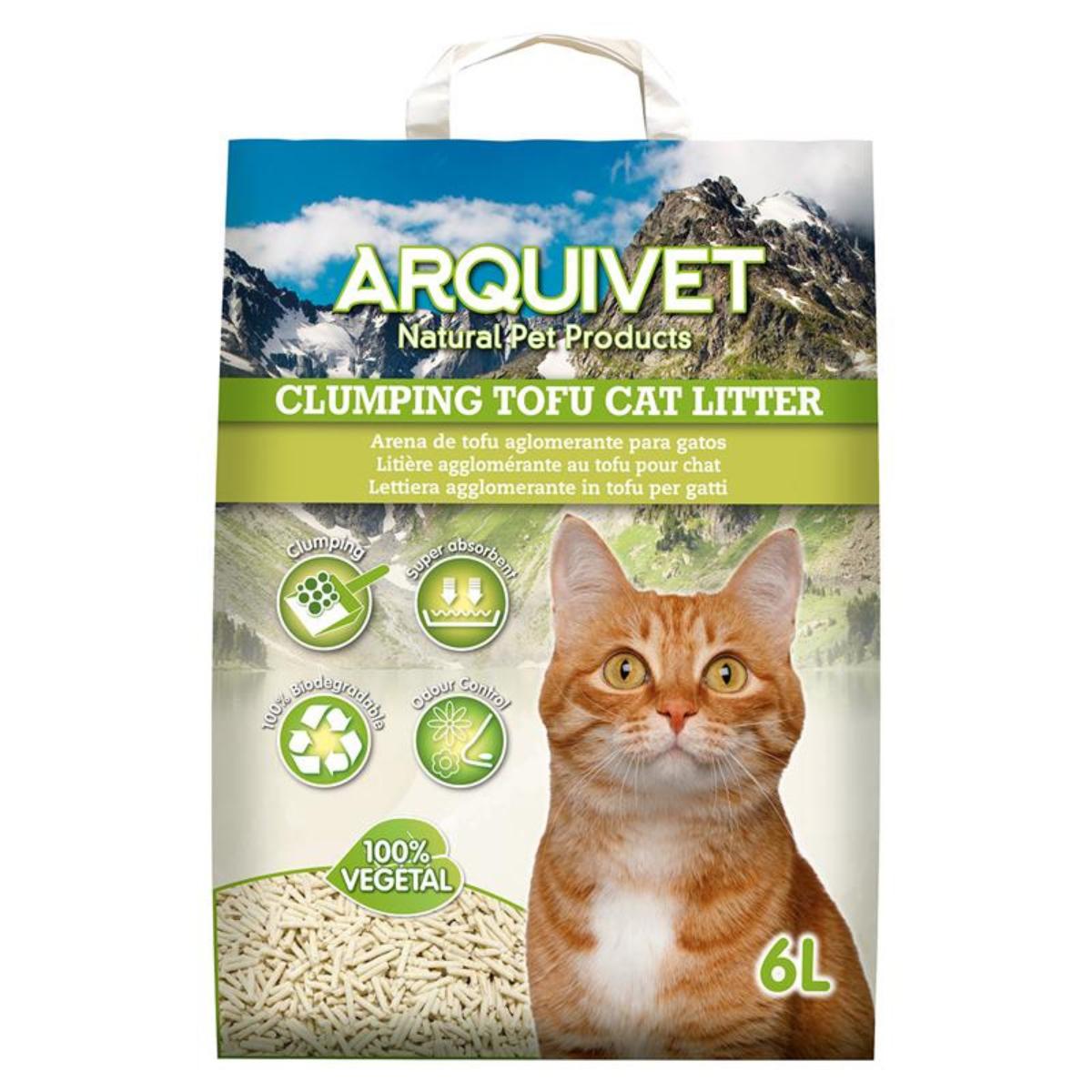Tofu Cat Litter Arquivet 6 L Arena aglomerante de soja biodegradable
