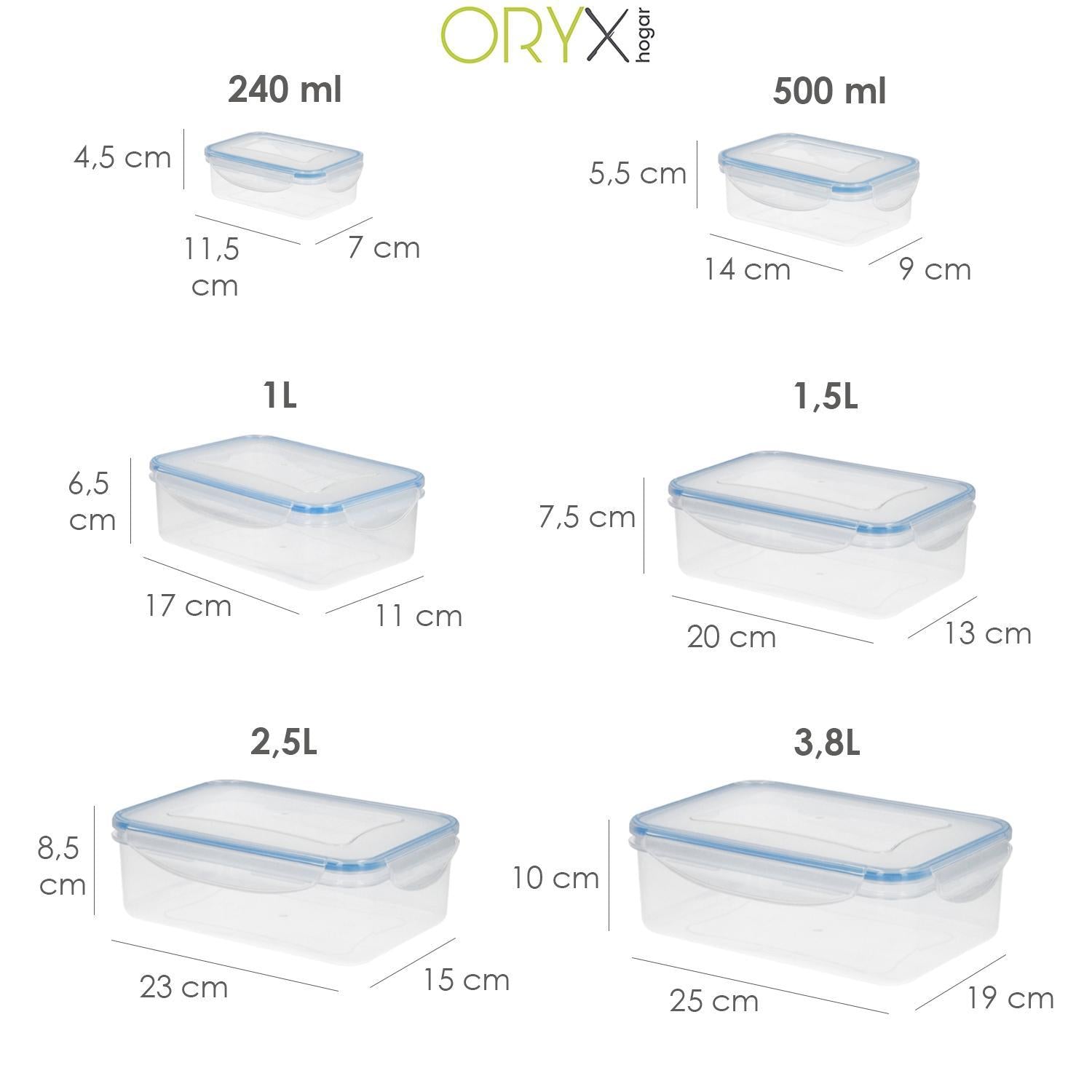 Juego Recipientes Cierres Hermeticos Plastico Rectangulares (6 Piezas)